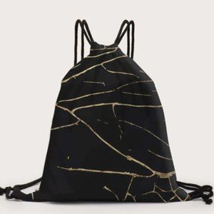 New Black and gold drawstring bag - Marble design